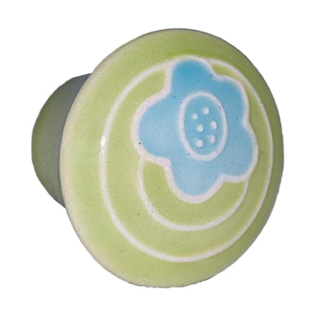 Acorn Mfg Sm Rd Lt Green with Blue Flower PR9YP